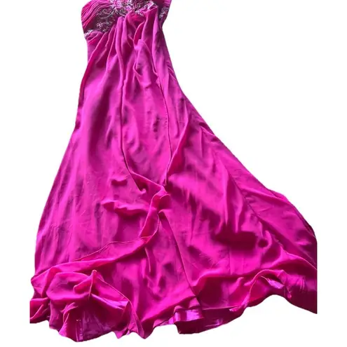 Vintage Fiesta Women’s Prom Formal Hot Pink Stones Layered Dress Women’s Size M Size M