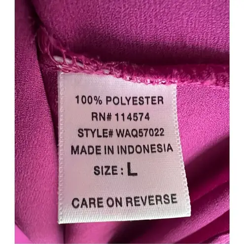 Ro & De Magenta Long Sleeve Professional Button Up Blouse