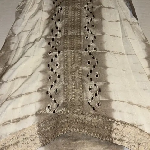 Raya Sun BROWN AND CREAM SLEEVELESS DRESS OR BEACH COVER UP HI LO HEM SIZE SMALL