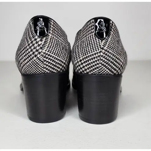 The Office of Angela Scott Mrs Maisel Midheel size 37.5 nude glen plaid leather Black