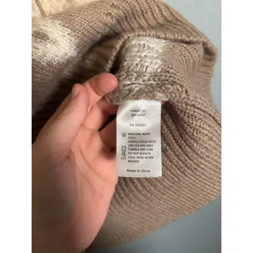 Adam Lippes Fair Isle Crewneck Wool Blend Sweater Cream Beige Size Small