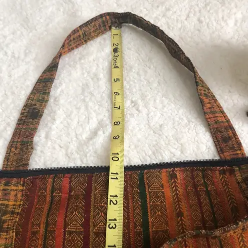 Boho Embroidered Tapestry Cottagecore Western Festival Retro Purse Tote Zip Bag Gold