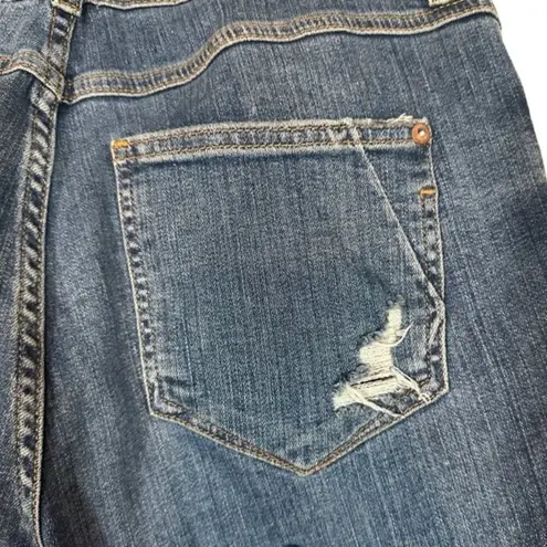 River Island Blue Distressed Ripped Raw Hem Skinny Denim Jeans Women Sz 12