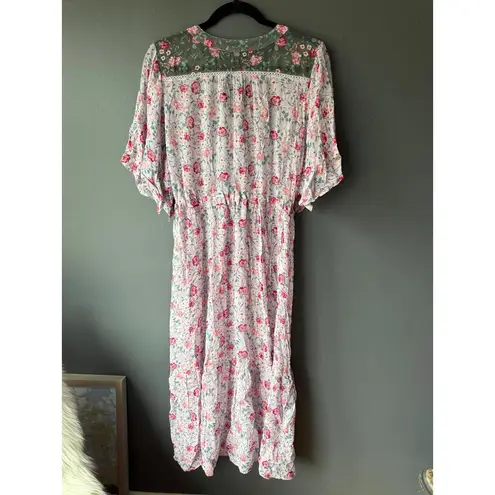 Jade by Johnny Was Floral Midi Dress Size L Pink Size L