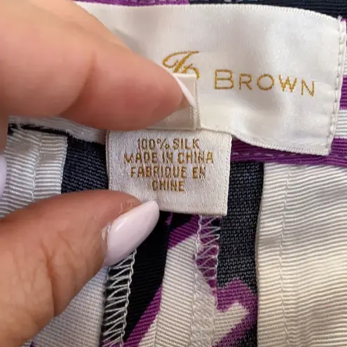 Julie Brown Geometric Patterned Silk Shorts