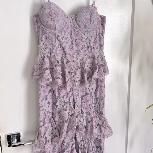 Majorelle Zelda Fitz Tiered Lace Dress Gown in Soft Purple Medium $398