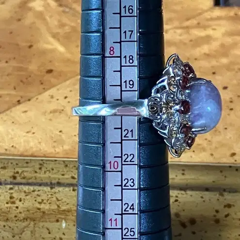 Tiffany Stone Red Garnet Sterling Silver Cocktail Ring Size 9 Purple