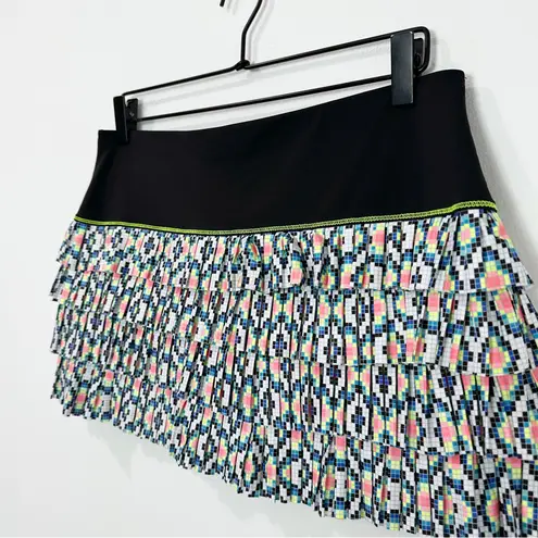 Lucky in Love Square Are You Diamond Grid Pleated Skirt Women Black Large 12