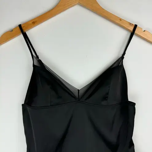 ZARA NWT  Black Satin Teddy Mesh Trim Bodysuit Sz Small Lingerie Sexy