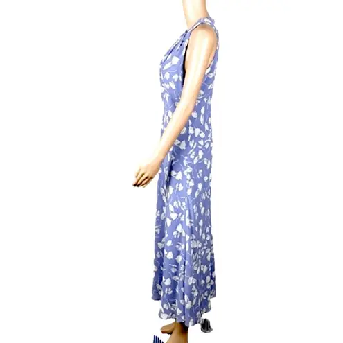 Chadwick's CHADWICK’S periwinkle with cream abstract roses/leaves maxi dress. Size 10. EUC