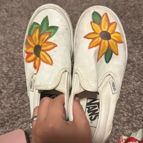 Vans White Slip On