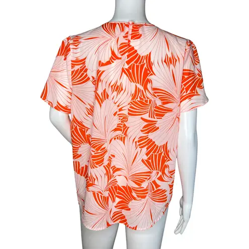 J.Crew Shirt Womens 10 Orange Floral Flower Tropical Office Casual Versatile