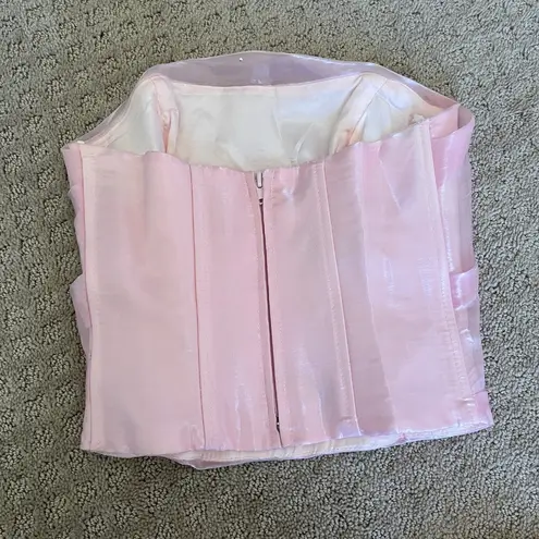 Aspeed Vintage Y2K Pink Organza Prom Dress Tube Top Maxi Skirt Scarf Diamante Detail XS