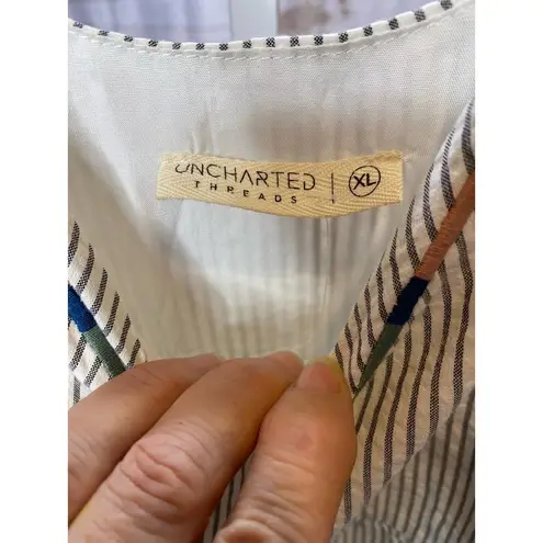 Nwt Uncharted Threads Sun Dress XL White Blue Striped V