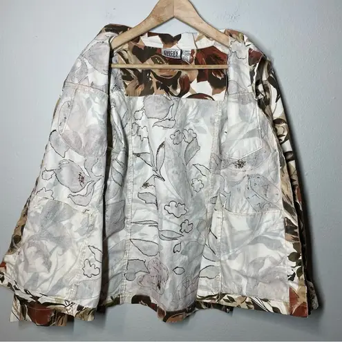 Chico's VTG  Beaded Embroidered Floral Jacket Large Brown Chico 2