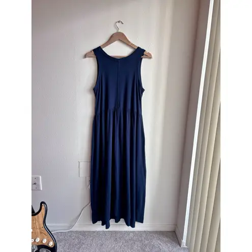 Perfect White Tee Eva Slub Jersey Tiered Maxi Tank Dress Navy