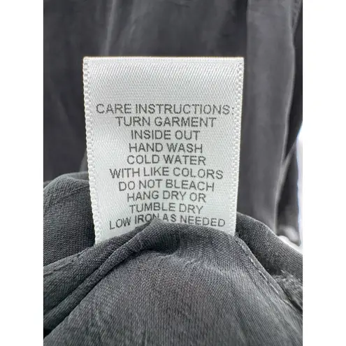 Maven West Large Gray Cupro Ruffle Sleeve Blouse V-Neck Boho Tiered Top