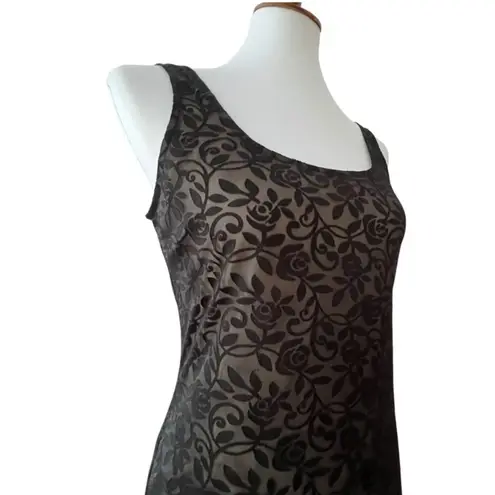 Vintage 90s Maxi Small Dress Sheer Express Tricot Y2K Long Dress Grunge Whimsi Black