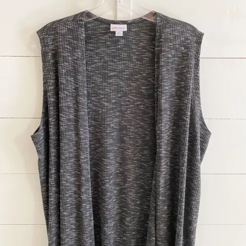 LuLaRoe  Women's Sleeveless Duster Cardigan Open Front Gray Space Dye L