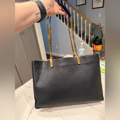 Chloé Tri Color Carey Leather Tote Bag in Cream, Pink, Black Gold Hardware