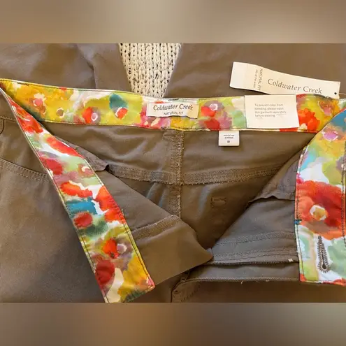 Coldwater Creek Women’s Cropped Flat Front Chino Khaki Pants Brown Size 8, NWT