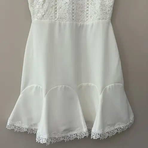 Heartloom Cammie Sleeveless Lace Mini Dress Tulip Hem Eggshell White Size Small
