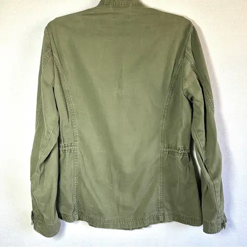 Democracy Utility Jacket Women's M Army Green Olive Military Embroidery Pockets