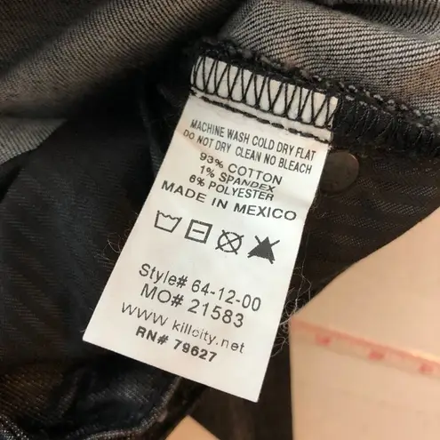 Kill City Womens Conspirators Black Skinny Jeans Goth Punk Rock Size 27