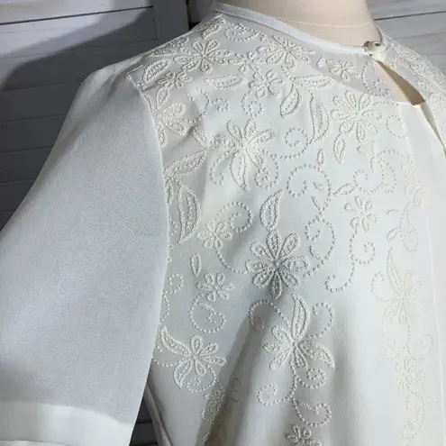 Vintage Beaded Cream Floral Top and Cardigan Set Large