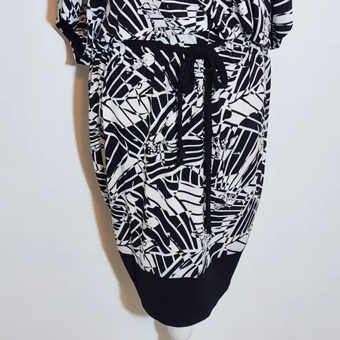 Sangria Black and White Print Dress NWT Size 14 Blouson Dress