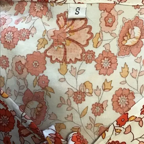 Bright Orange Floral Hippie Chic Peasant Top White