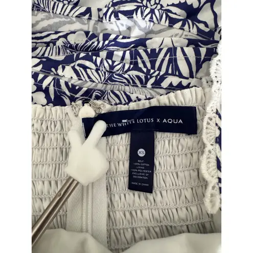 The White Lotus x Aqua Maxi Dress Blue White Print Sleeveless Pockets XS