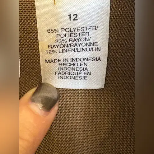 Alfred Dunner Vintage Brown Palm Tree Embroidered Shirt Tropical Resort 12