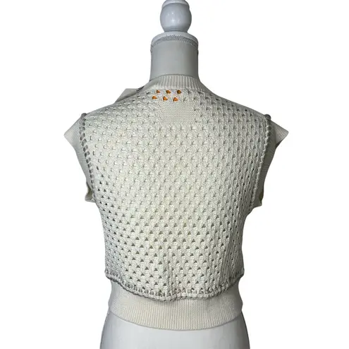 Guest In Residence Mesh Crop Vest in Cream Small New Womens Knit Tank Top