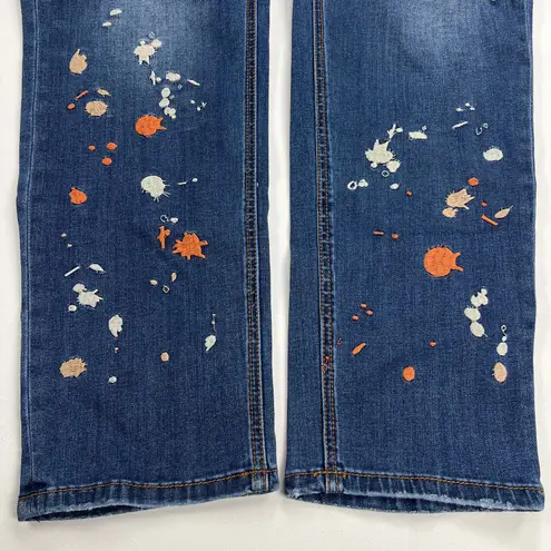 Melissa McCarthy Seven7 Paint Splatter Embroidery Slimming Skinny Jeans Size 22W Blue