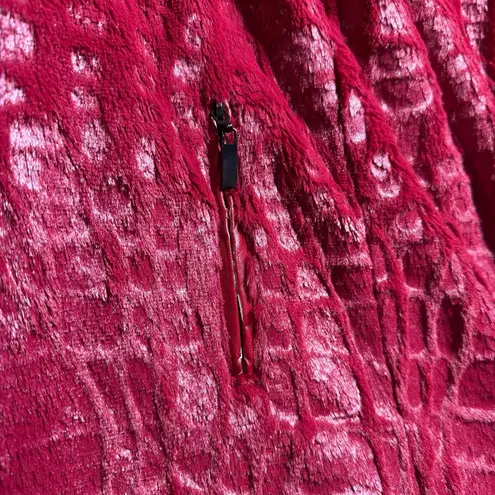 Adrienne Landau Red Faux Fur Croc Embossed Zip Jacket Women’s 2X Plush Luxe