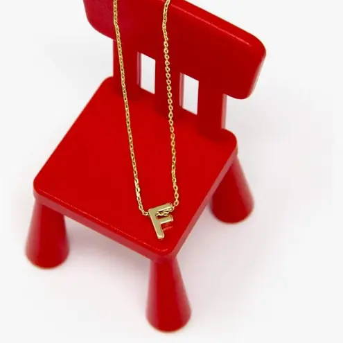 Boutique NEW Women's Letter F Dainty 14k Gold Filled Block Necklace, 16-18”