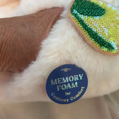 Moon Cake beaded lemon Fuzzy open toe memory foam Slippers Green Size undefined thumbnail 9