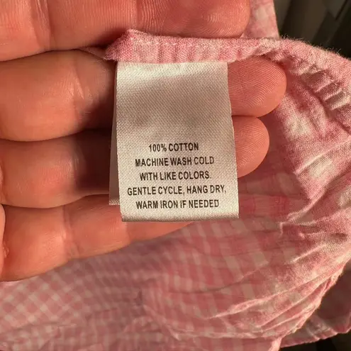 UNTUCKit Womens Pink Gingham Checkered 100% Cotton Button Down Shirt Size 0