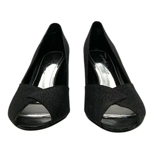 Easy Street Ravish Peep Toe Pump Black Glitter US Women's 10M