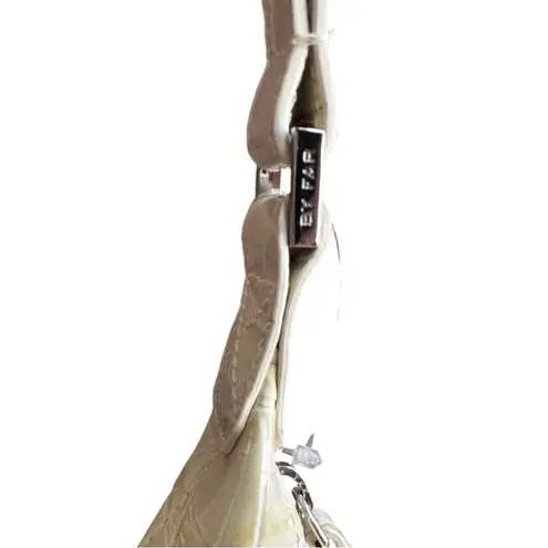 BY FAR Amber Cream Crocodile Embossed Leather Large Shoulder Bag NEW Ivory Purse