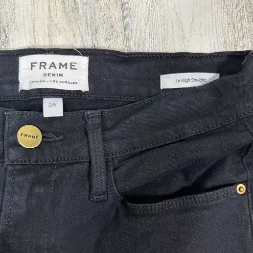 Frame Le High Straight Jeans – Film Noir Black – Size 28 – High Rise – MSRP $238