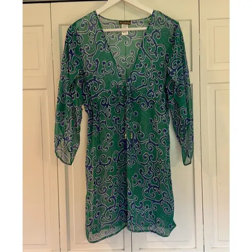Tommy Bahama  green sheer geometric print coverup size small
