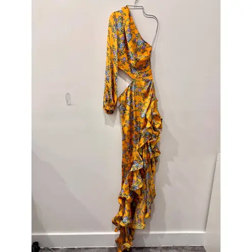 Bronx & Banco Hanna Asymmetrical One Shoulder Ruffle Maxi Gown Yellow Women's 4