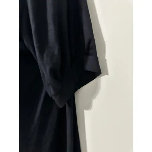 Storm Black Open Front Duster Cardigan Short Sleeve Waterfall Hem Womens Size undefined