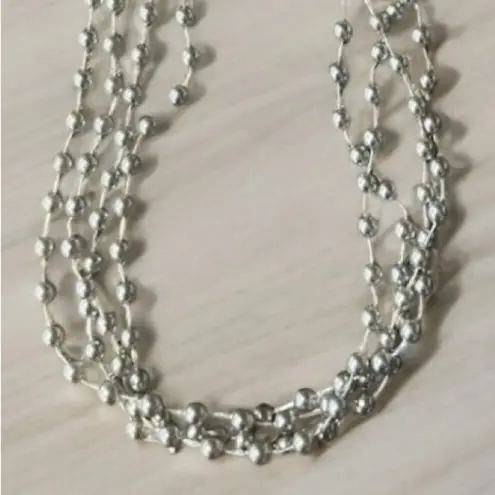 Layered Faux Pearl Necklace Silver 16” Versatile Snap Closure