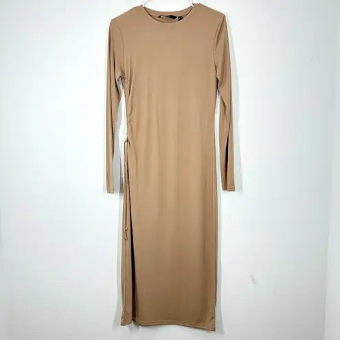 VERO MODA Phine Long Sleeve Rib Jersey Dress Light Brown Comfort Casual Travel