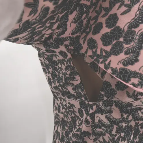 Floral Jacquard Kimono Jacket Womens Boho Open Front Pink Black Size M/L Size M