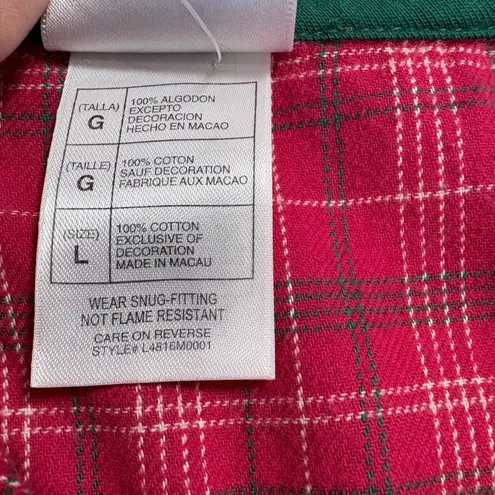 Disney Mickey Mouse Plaid Flannel Pajama Set Women's Size Large Red Sleepwear