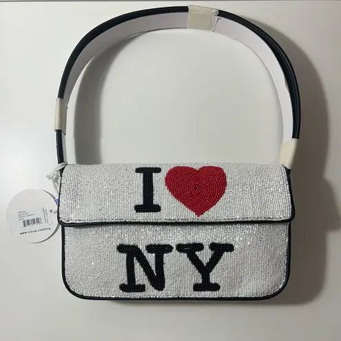 STAUD I Love NY Tommy Beaded Shoulder Bag Purse